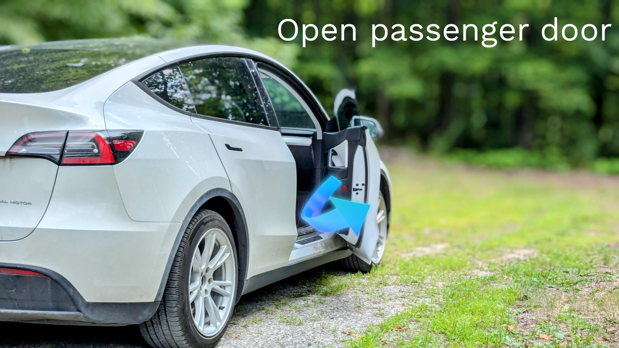 Tesla with passenger door open